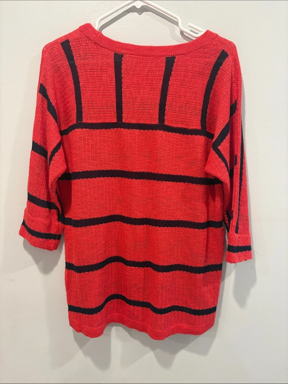 Red and navy Striped Knit Top ptp 20 length 27